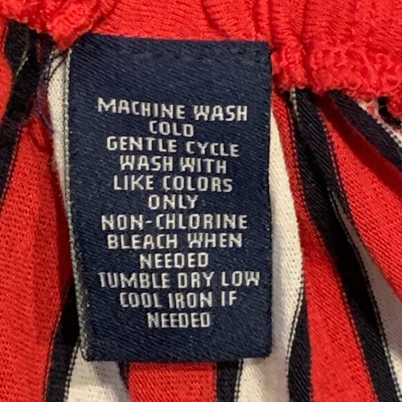 Chaps Tank Top Striped Adjustable Ruched Hem L Red White Black 167G - Picture 10 of 10